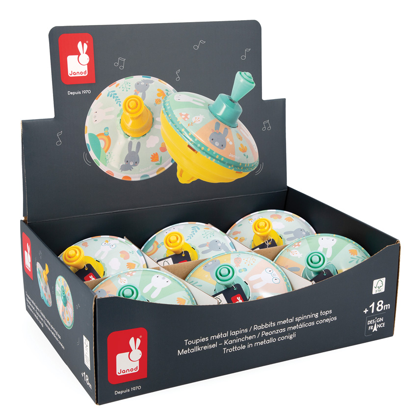 Janod - Pure Spinning Tops POS (x6)