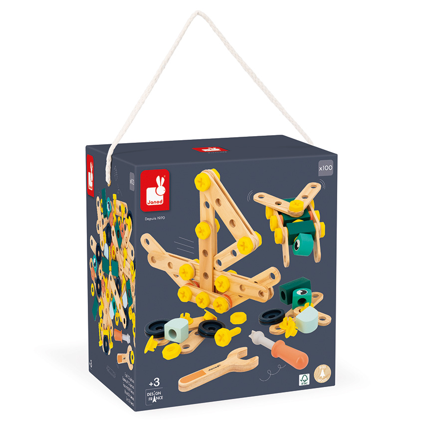 Janod - Bricokids DIY 100 Pc Construction Kit