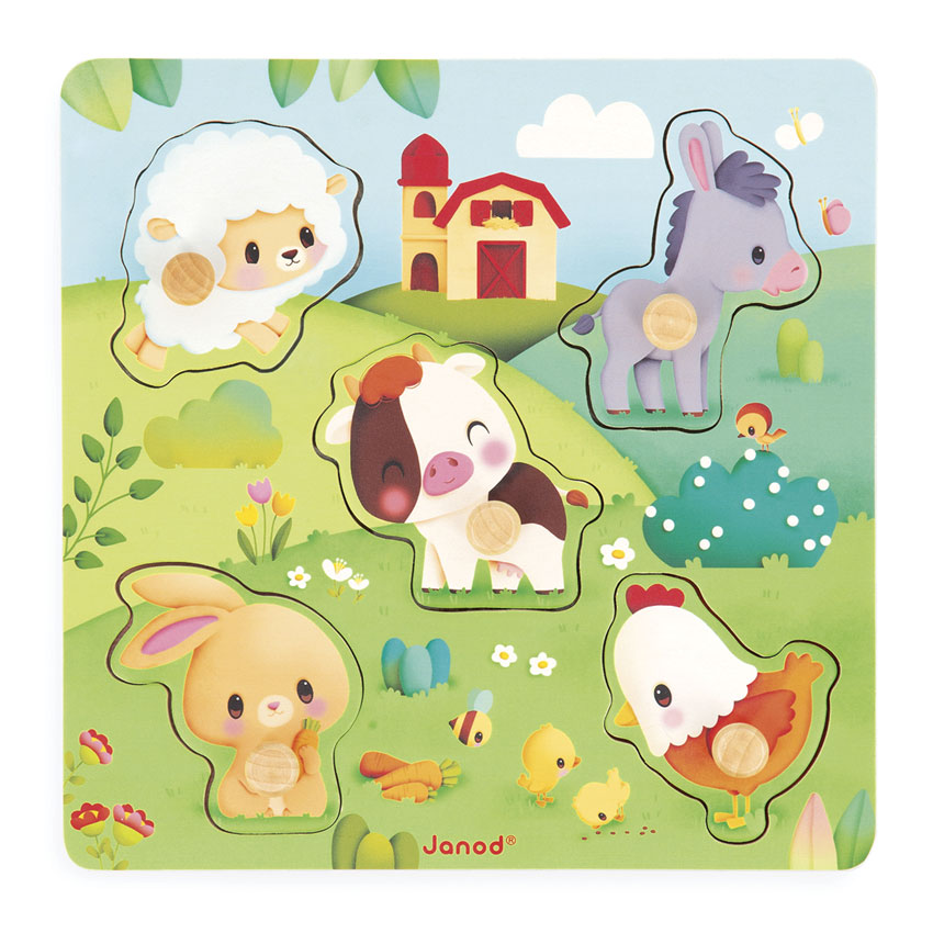 Janod - Tactile Farm Peg Puzzle